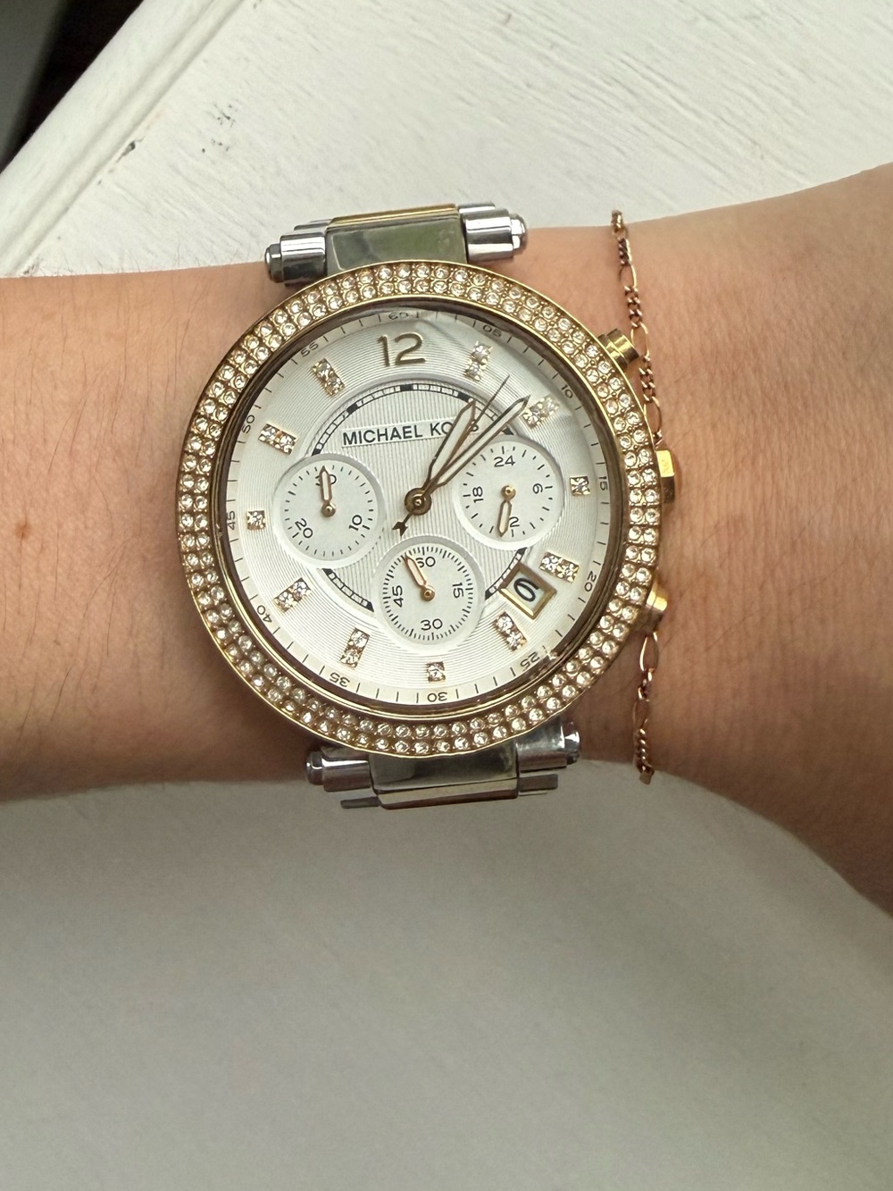 Michael Kors Women’s Two-Tone Gold Crystal Chronograph Watch
